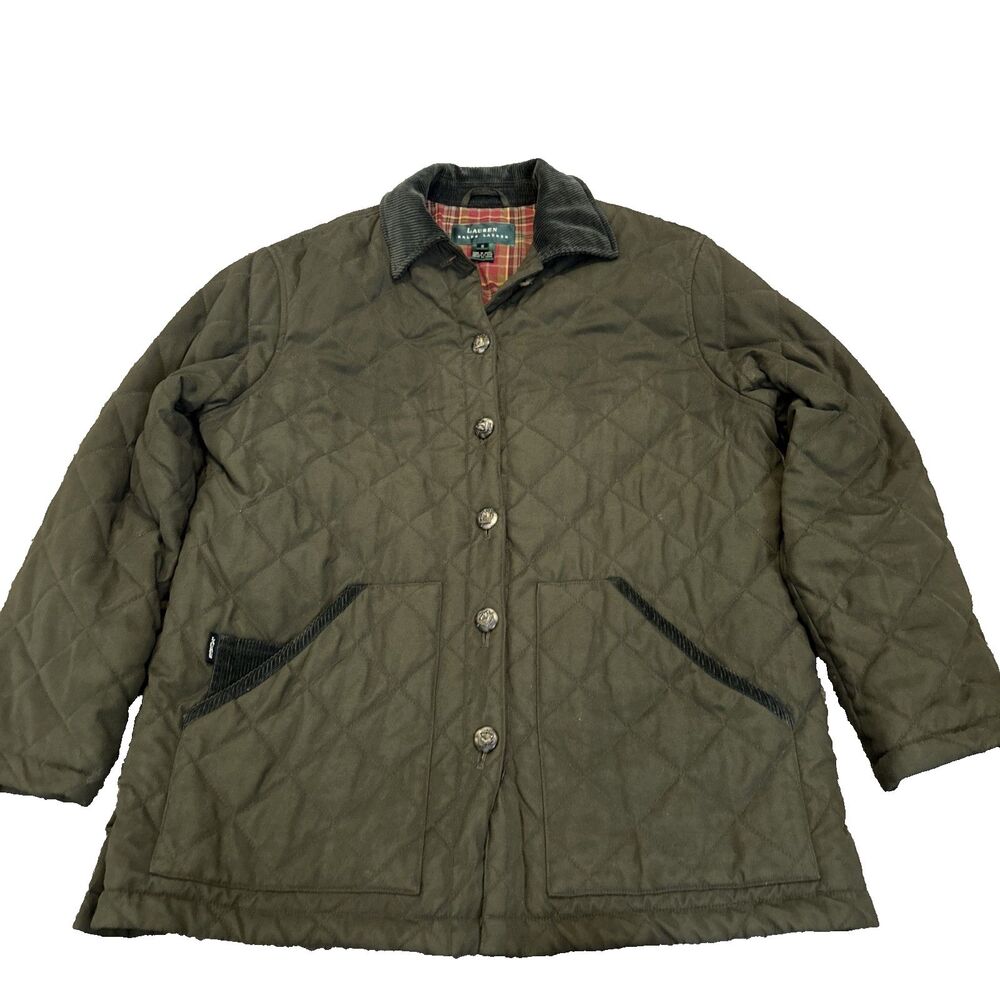 Polo Ralph Lauren M-S 21" Quilted Barn Coat Jacket Equestrian Loop Shank Button